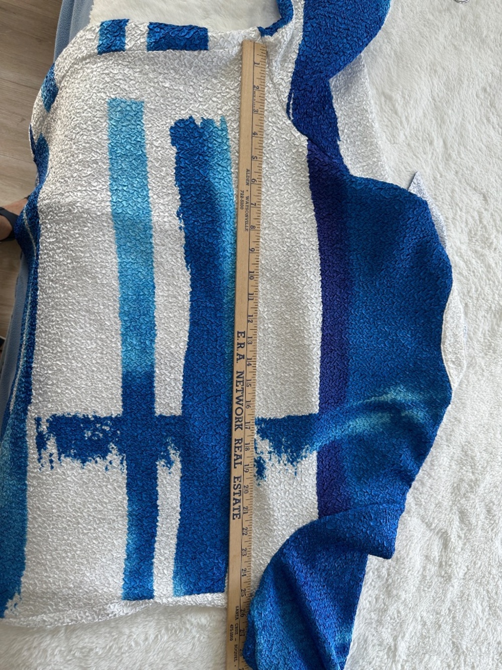Chico’s Travelers Blue and White Crushed Jacket 2R US12 - Picture 6 of 7